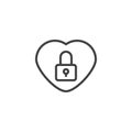 Heart lock line icon