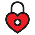 Heart lock line icon. Unlocked heart shape lock outline vector illustration