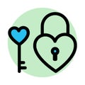 Heart lock, love inspiration fill background vector icon which can easily modify or edit Royalty Free Stock Photo