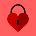 Heart lock. Love sign. Flat design. Vectror illustration. Royalty Free Stock Photo