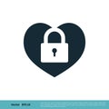 Heart Locked Icon Vector Logo Template Illustration Design. Vector EPS 10