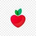 Heart logo apple fruit vector icon