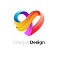 Heart logo with colorful design template, social icon Royalty Free Stock Photo