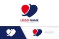 Heart logo combination. Love care logotype design template.