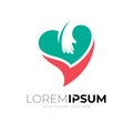 Heart logo with hand design social, medical icon template Royalty Free Stock Photo