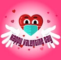 heart logo with medical mask,valentine day