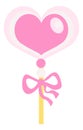 Heart lolipop. Sweet candy on stick in cute cartoon style