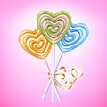 Heart lollipop candies vector illustration.