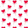 Heart lollipops seamless pattern