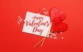Heart lollipops: Sweet treats on a red backdrop with text space