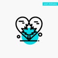 Heart, Love, Autumn, Canada, Leaf turquoise highlight circle point Vector icon