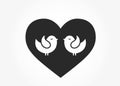 Heart with love birds icon. couple in love symbol. valentines design element. isolated vector image Royalty Free Stock Photo