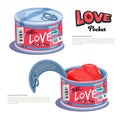 Heart of love in can. instant love or ready to love concept - vector
