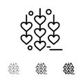 Heart, Love, Chain Bold and thin black line icon set Royalty Free Stock Photo