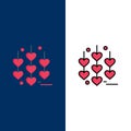 Heart, Love, Chain  Icons. Flat and Line Filled Icon Set Vector Blue Background Royalty Free Stock Photo