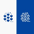 Heart, Love, Chain Line and Glyph Solid icon Blue banner Line and Glyph Solid icon Blue banner Royalty Free Stock Photo