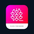 Heart, Love, Chain Mobile App Button. Android and IOS Line Version