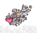 Heart of love / doodle vector illustration