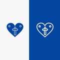 Heart, Love, Easter, Loves Line and Glyph Solid icon Blue banner Line and Glyph Solid icon Blue banner