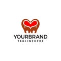 Heart love elephant logo design concept template Royalty Free Stock Photo