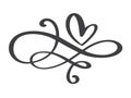 Heart love flourish sign forever. Infinity Romantic symbol linked, join, passion and wedding. Template for t shirt, card Royalty Free Stock Photo