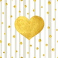 Heart Love Gold Watercolor Texture Paint Stain. Vector greeting card