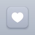 Heart, love, gray vector button with white icon