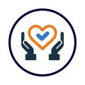 heart, love, hand, tick, check, heart care icon