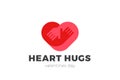 Heart Love Hugs Logo Hugging Hands design vector template. Valentines day Romantic dating Charity Donation Logotype concept icon