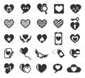 Heart love icon set