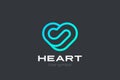 Heart Love Logo design vector template Linear Outline style. Valentines day Romantic dating Charity Donation Logotype concept icon Royalty Free Stock Photo