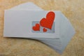 Heart with love through the mail in an envelope