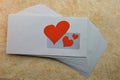 Heart with love through the mail in an envelope