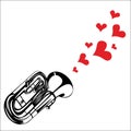 Heart love music trumpet playing a song for valent