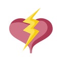 Heart love power thunderbolt design isolated icon