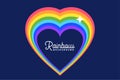 Heart love rainbow with star background design