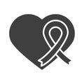 Heart love ribbon, human rights day, silhouette icon design