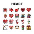 heart love romantic icons set vector