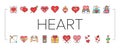 heart love romantic icons set vector