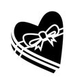 heart love shaped gift box in black silhouette 3 Royalty Free Stock Photo