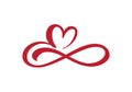 Heart love sign forever. Infinity Romantic symbol cut linked, join, passion and wedding logo. Template for t shirt, card Royalty Free Stock Photo