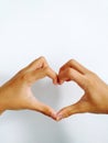 Heart love sign hand gesture happy and hope