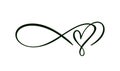 Heart love sign logo. Infinity Romantic symbol wedding. Design flourish element for valentine card. Vector banner Royalty Free Stock Photo