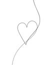 Heart love symbol curved line, Continuous line drawing heart shape Black and white vector minimalist