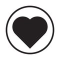 Heart Love Symbol Flat Icon Design Black Shape Inside Circle Outline Graphic Element for App Interface User Experience Creative Royalty Free Stock Photo