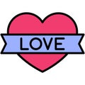 Heart with love tag icon, Valentines day related vector Royalty Free Stock Photo