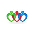 Heart love teamwork unity people icon logo