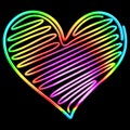 Heart Love Valentine Neon Led Psychedelic Rainbow Light Vector illustration