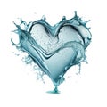 heart love of water splashes, concept of need for drinking water isolated Transparent png background. generative ai Royalty Free Stock Photo