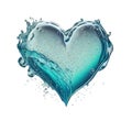 heart love of water splashes, concept of need for drinking water isolated Transparent png. generative ai Royalty Free Stock Photo